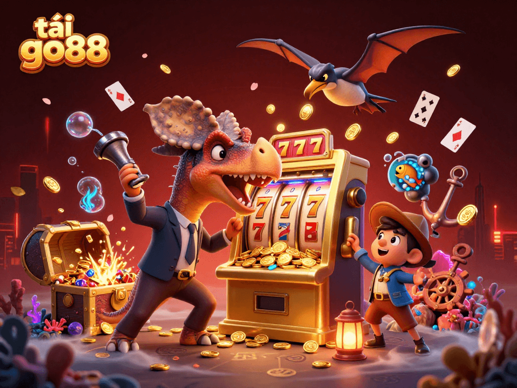 Experience the excitement of tải go88 as pachycephalosaurus hits the jackpot, coins flying everywhere!