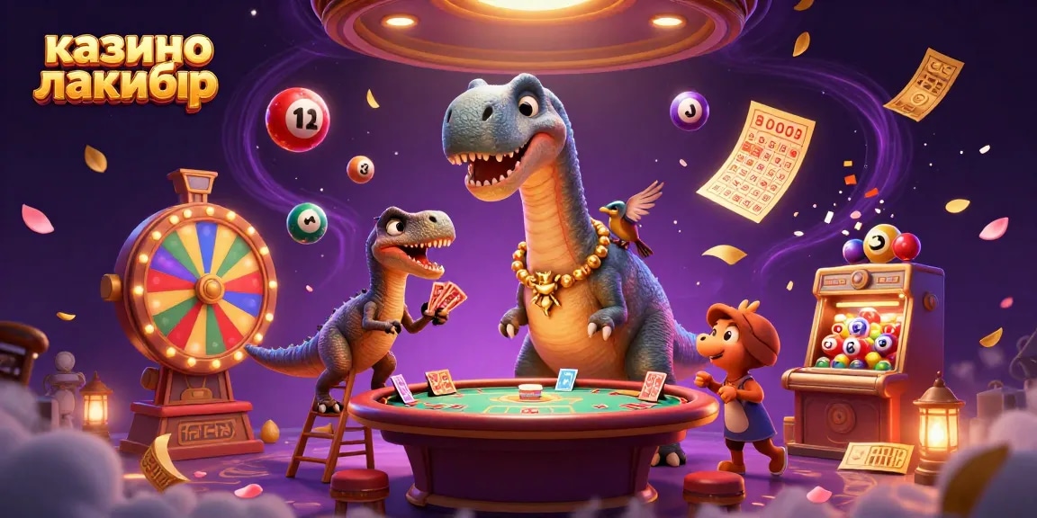 Engage with казино лакибир where a giant friendly dinosaur deals cards and lottery balls bounce around.
