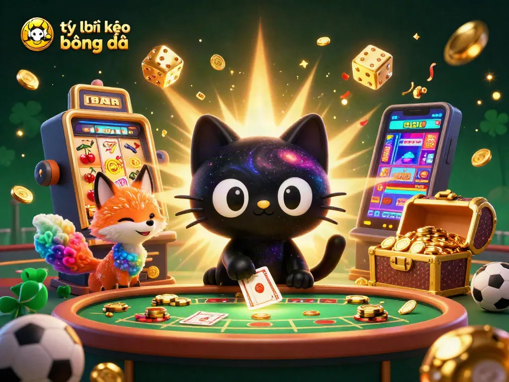 Explore the dynamics of tỷ lệ kèo bóng đá with a vibrant cosmic casino scene featuring engaging elements.