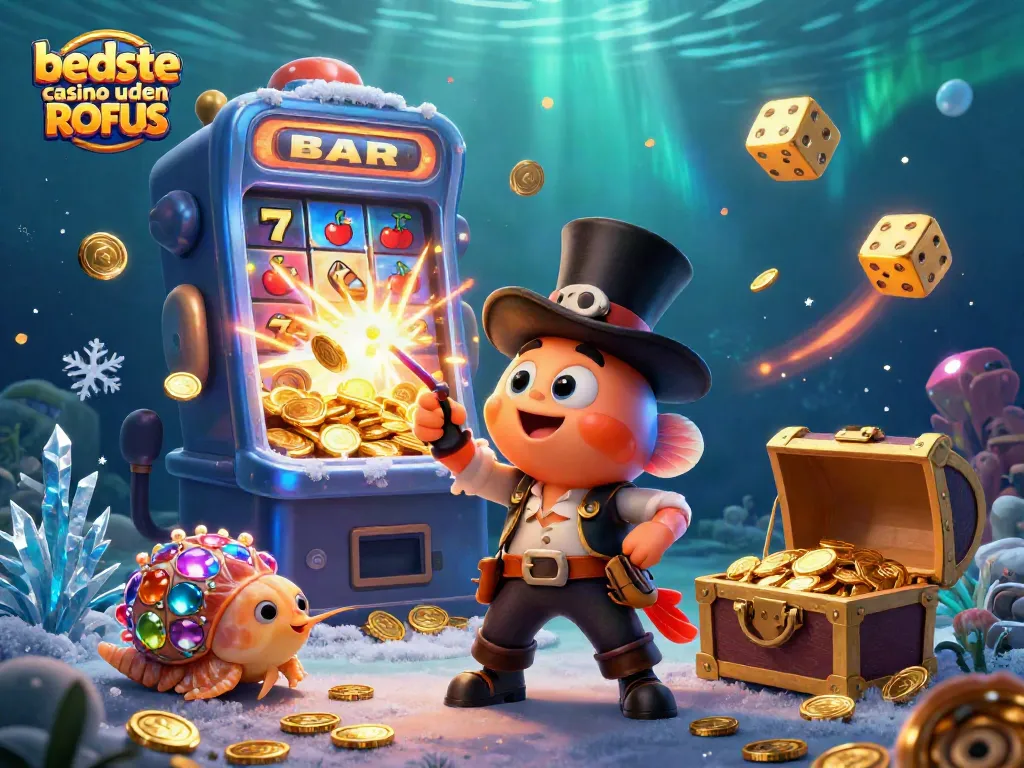 Play exciting games at the bedste casino uden ROFUS amid a vibrant underwater scene filled with treasures.