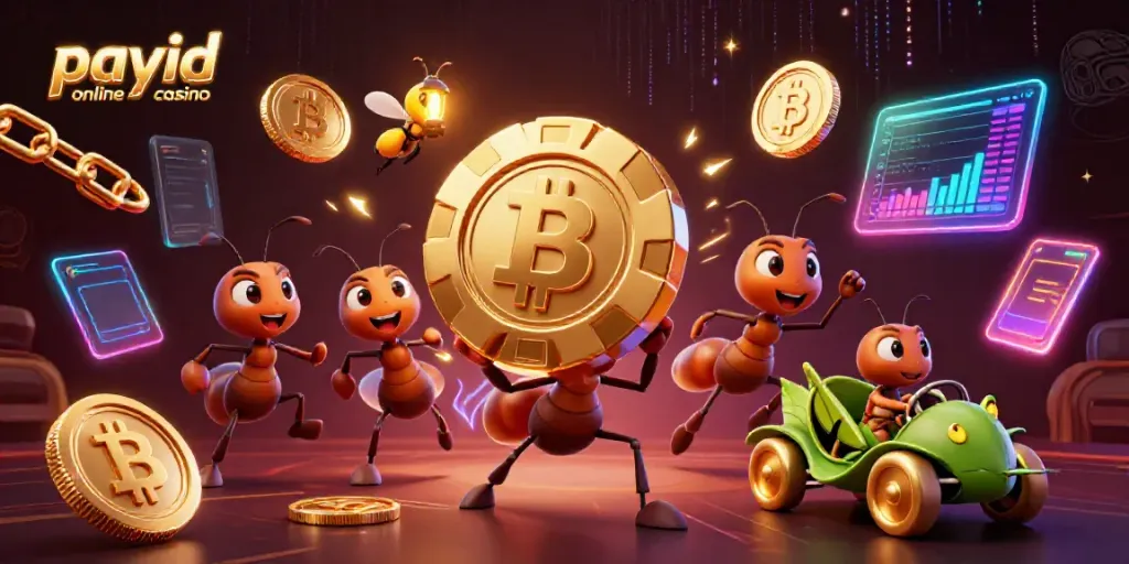 Experience the excitement at a payid online casino with a team of cartoon ants on a thrilling heist.