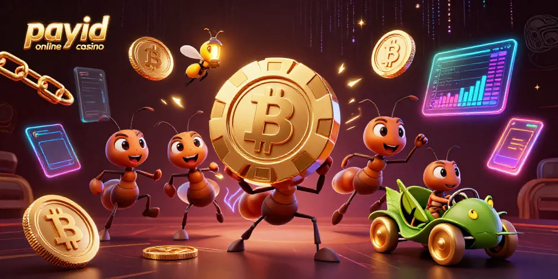 Experience the excitement at a payid online casino with a team of cartoon ants on a thrilling heist.