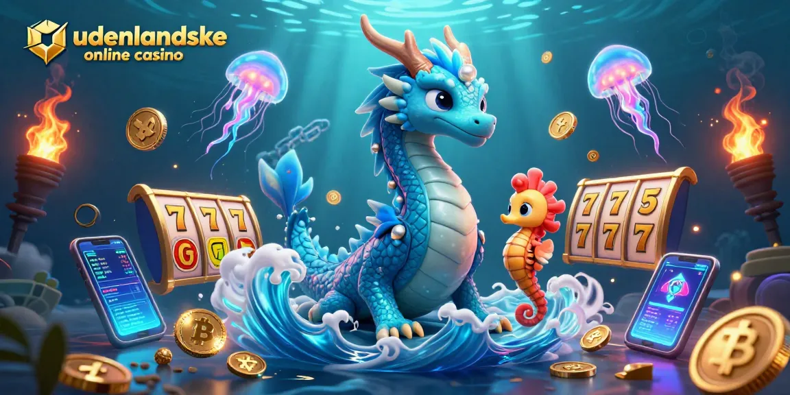 Play at udenlandske online casino with vibrant characters and dynamic slot elements in a fantastical underwater scene.
