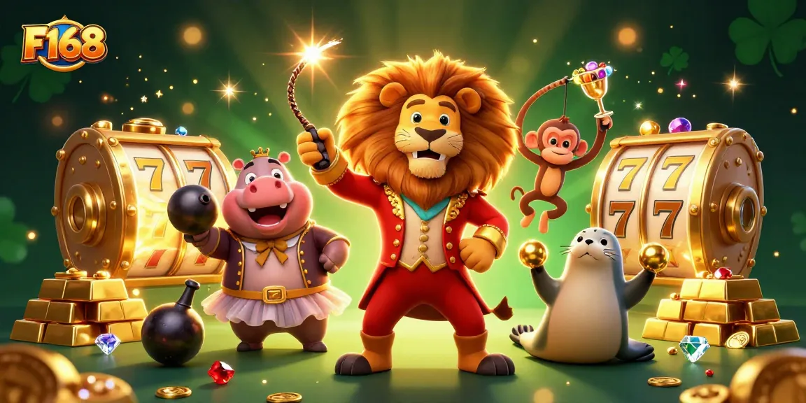 Experience the thrill of F168 with captivating casino characters and vibrant slot visuals.