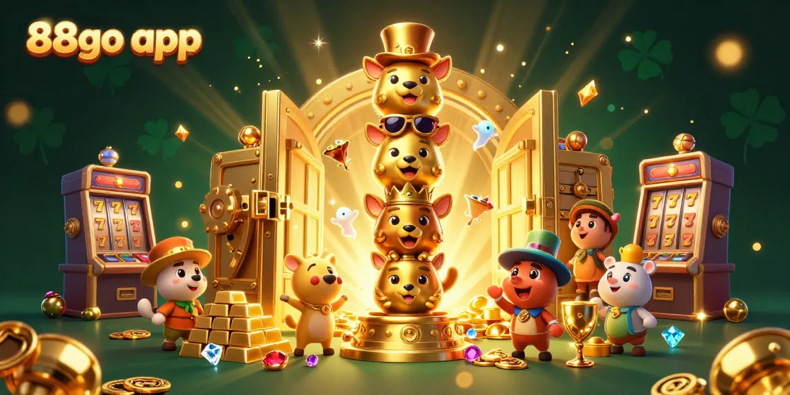 Experience gaming excitement with the 88go app in a vibrant casino scene filled with treasure and luck.