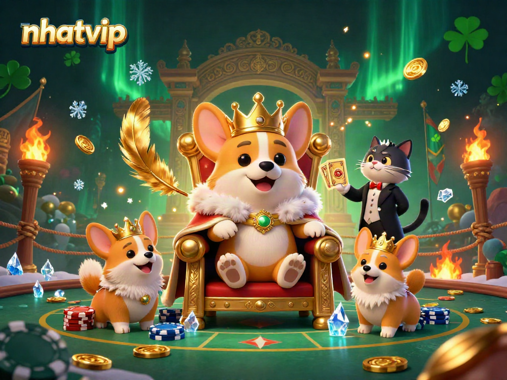 Engage with the excitement of Nhatvip as a royal corgi rules the casino world.