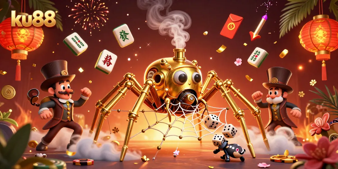 Engage in thrilling gameplay at ku88 with a vibrant casino scene featuring iconic games and characters.