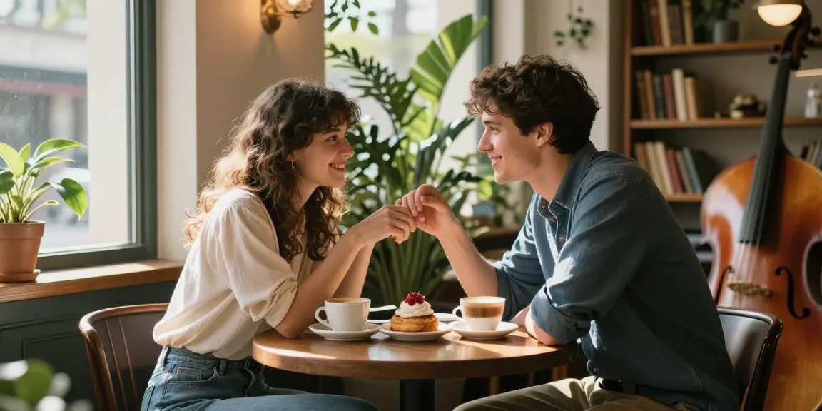 Couple enjoying coffee in a cozy café showcasing the feeling of having a crush on someone.